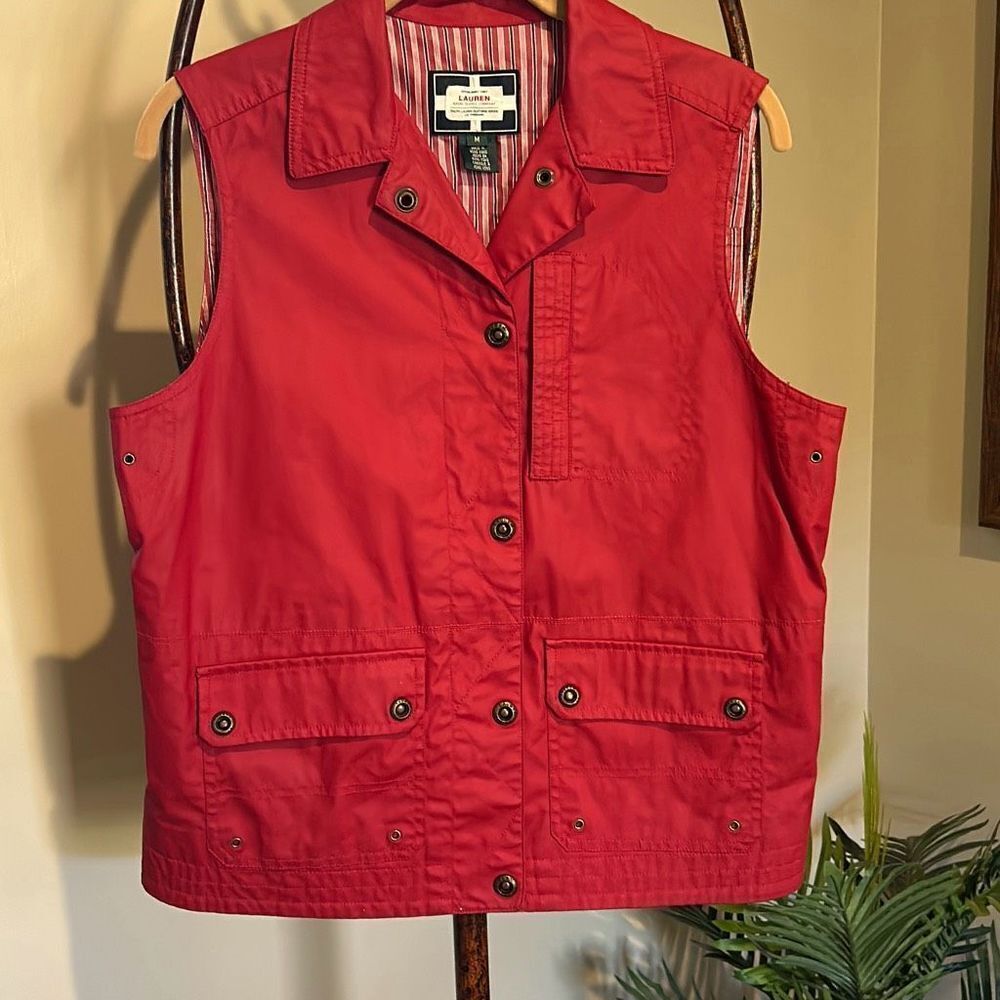 LAUREN Red Waxed Naval Supply Vest